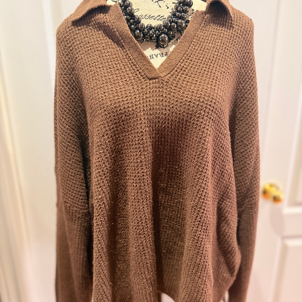 William Rast Chocolate V-Neck Sweater